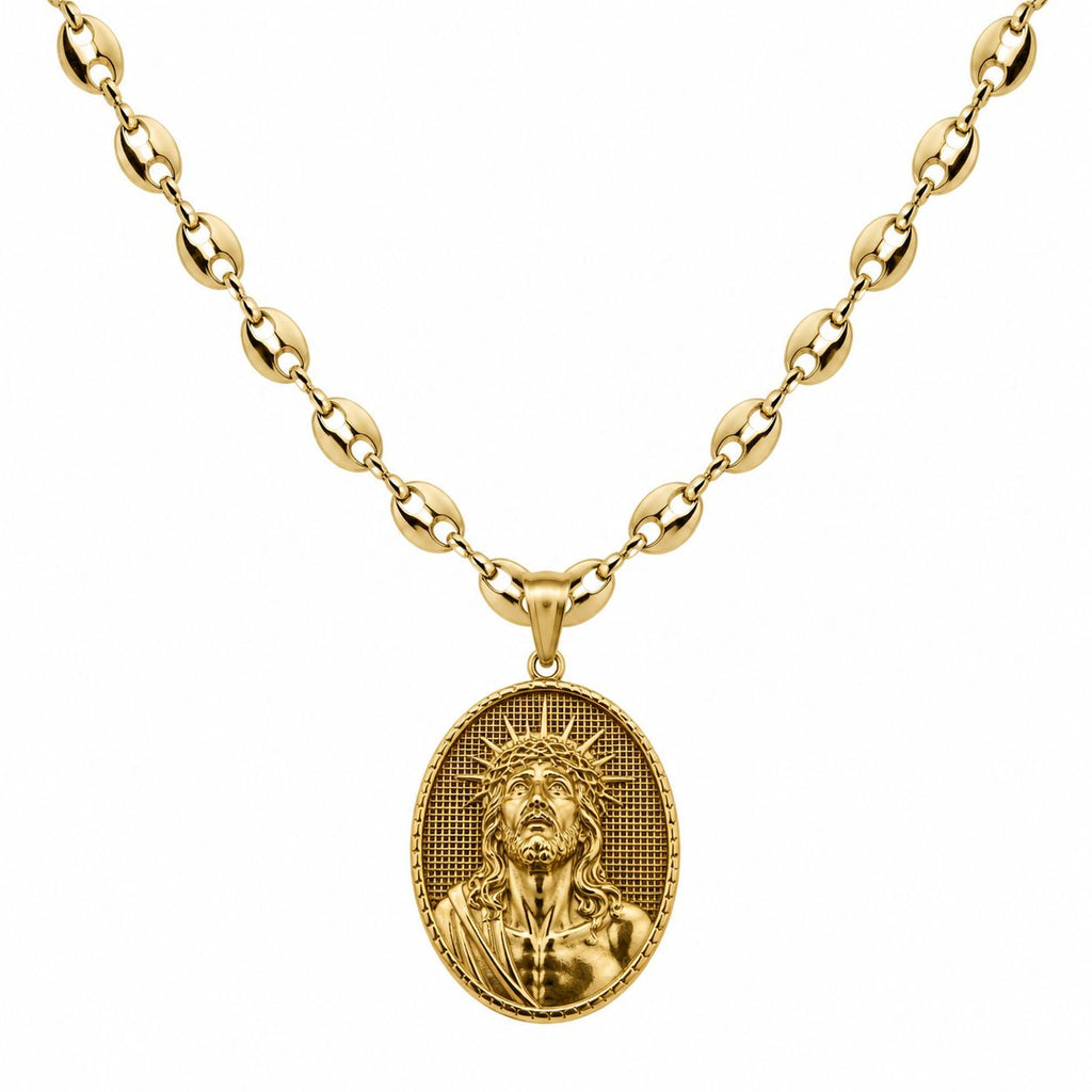 CADENA GUCCI + DIJE MEDALLA CRISTO - Hombre