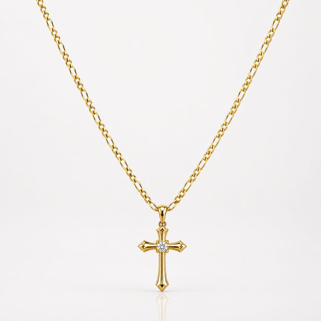 CADENA CARTIER + DIJE CRUZ PIEDRA - Mujer