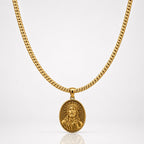 CADENA SERPIENTE + DIJE MEDALLA CRISTO - Hombre