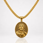 CADENA SERPIENTE + DIJE MEDALLA CRISTO - Hombre