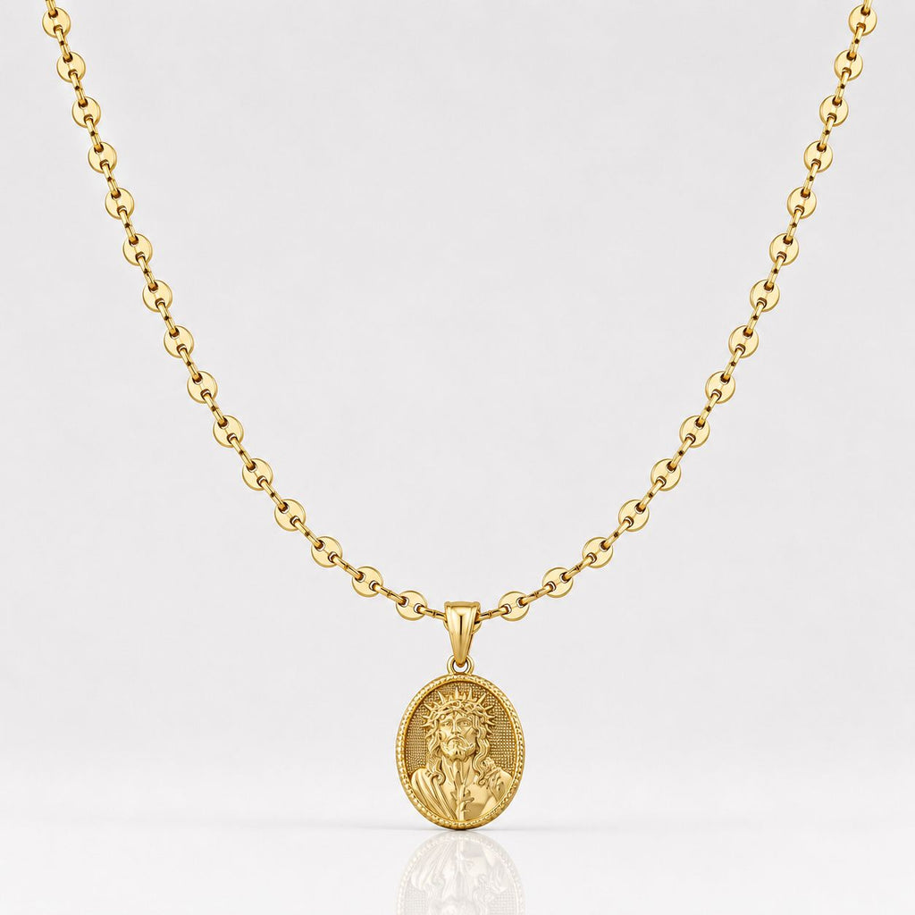 CADENA GUCCI + DIJE MEDALLA CRISTO - Hombre