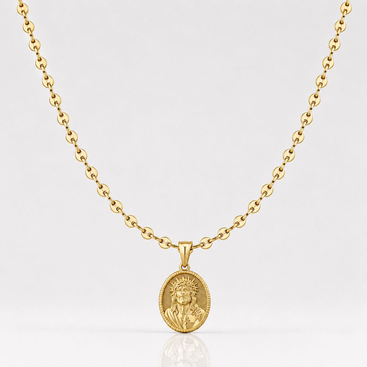 CADENA GUCCI + DIJE MEDALLA CRISTO - Hombre