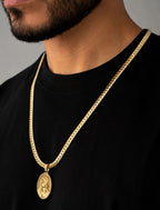 CADENA SERPIENTE + DIJE MEDALLA CRISTO - Hombre