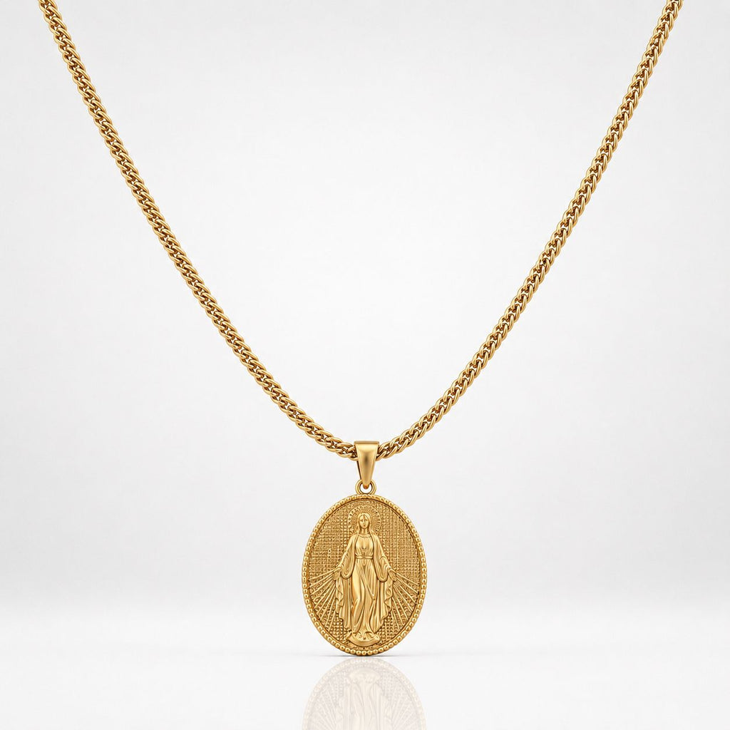 CADENA TRIGO + DIJE VIRGEN DE GUADALUPE - Hombre