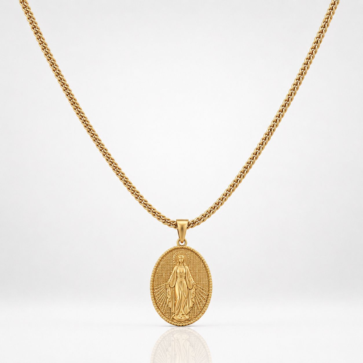 CADENA TRIGO + DIJE VIRGEN DE GUADALUPE - Hombre